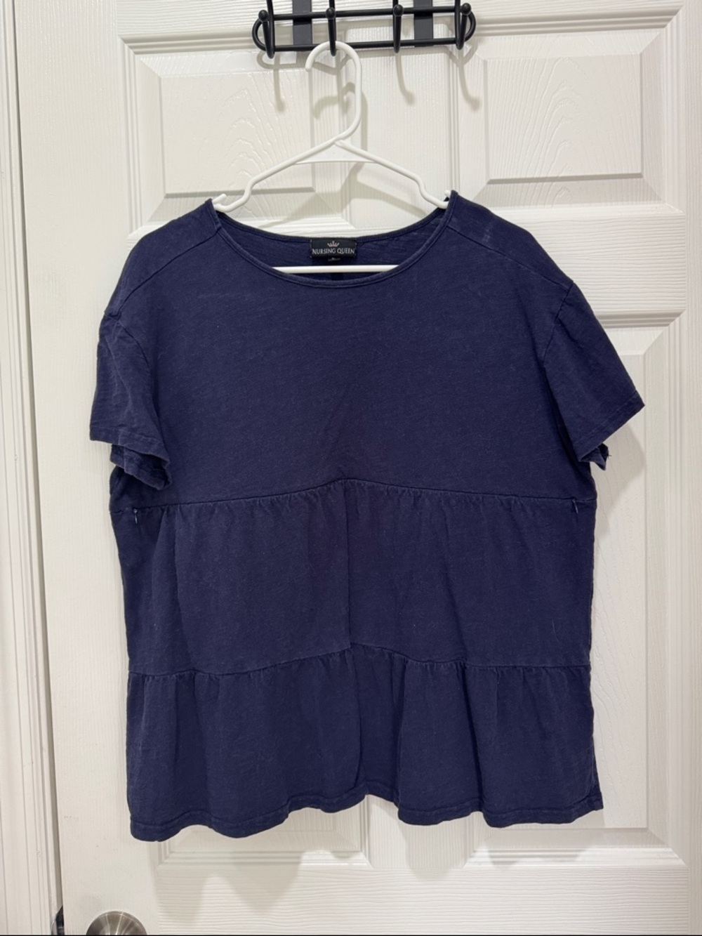 Nursing Queen Navy Tiered Short Sleeve Tee